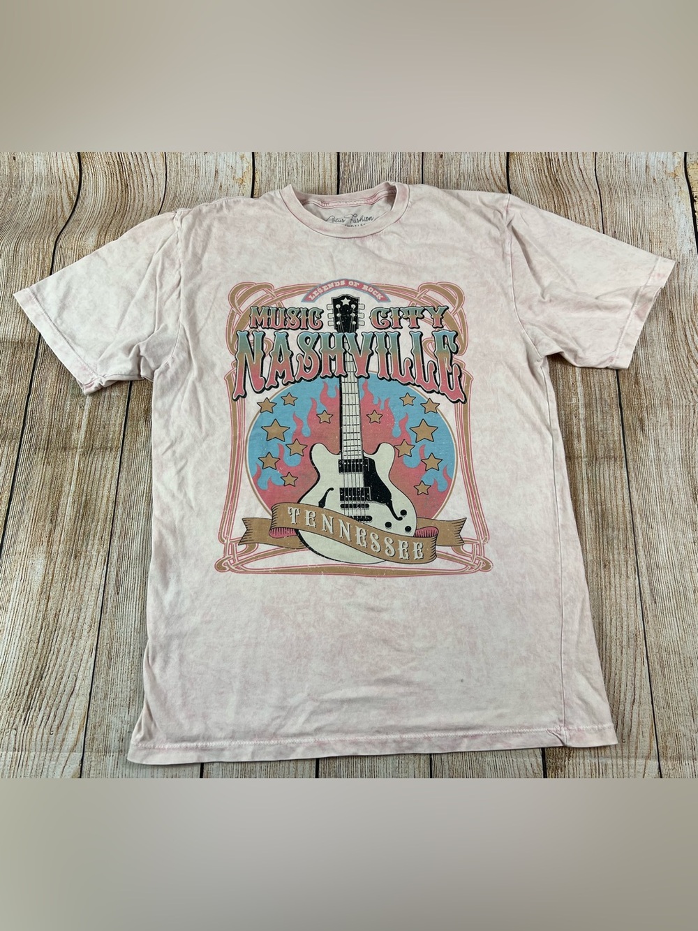 Women’s Lotus Fashion Music City Nashville Guitar Pink T Shirt Size Medium